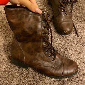 brown combat boots